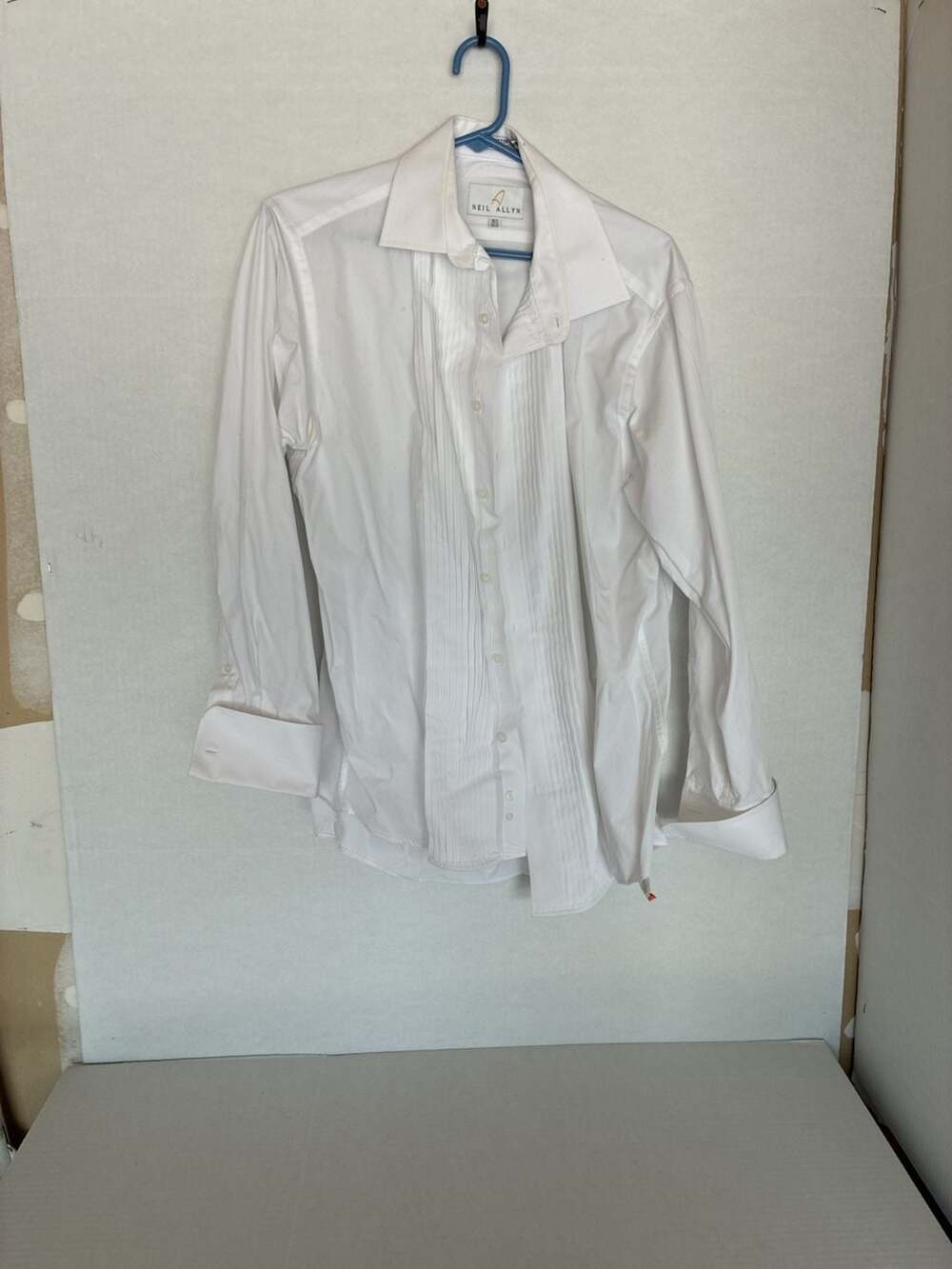 Neil Allyn Men's White Pleated Tuxedo Dress Shirt Size 16.5 32/33